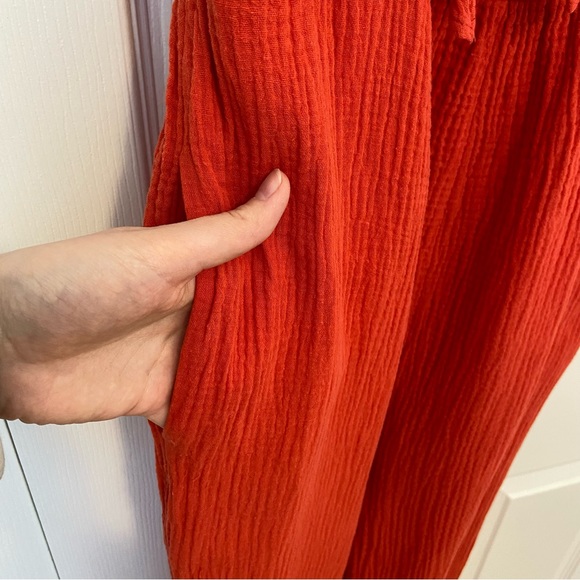 Anthropologie Gauze Wide Leg Romper Jumpsuit Bow Tie Front Medium - Picture 5 of 9